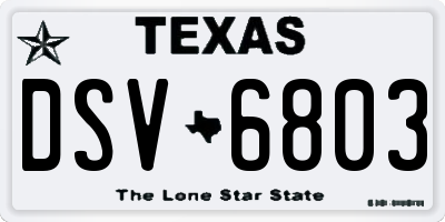 TX license plate DSV6803