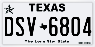 TX license plate DSV6804