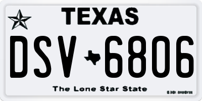 TX license plate DSV6806