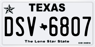 TX license plate DSV6807
