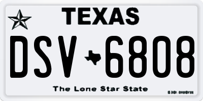 TX license plate DSV6808