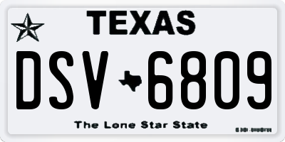 TX license plate DSV6809