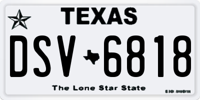 TX license plate DSV6818