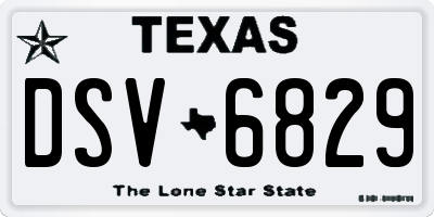 TX license plate DSV6829