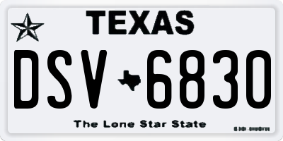 TX license plate DSV6830