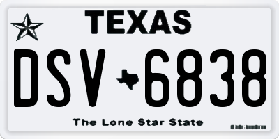 TX license plate DSV6838