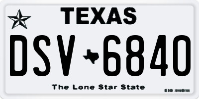 TX license plate DSV6840