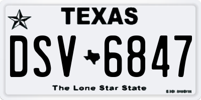 TX license plate DSV6847