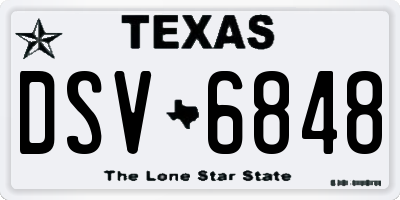 TX license plate DSV6848