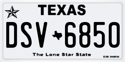 TX license plate DSV6850