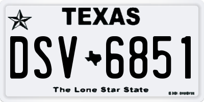TX license plate DSV6851