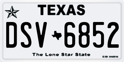 TX license plate DSV6852