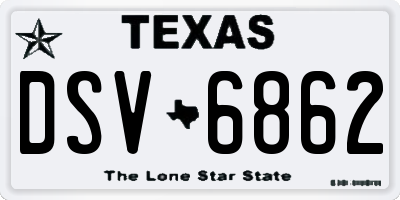 TX license plate DSV6862