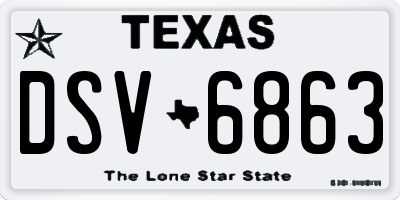 TX license plate DSV6863