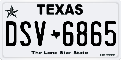 TX license plate DSV6865