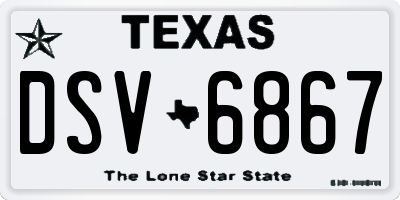TX license plate DSV6867