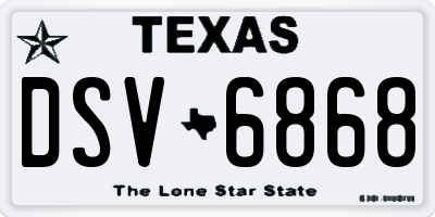 TX license plate DSV6868