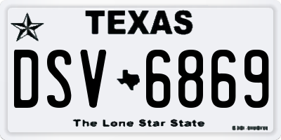 TX license plate DSV6869