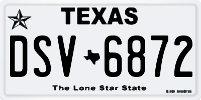 TX license plate DSV6872