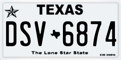 TX license plate DSV6874