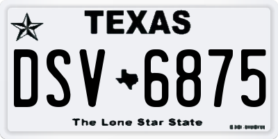 TX license plate DSV6875