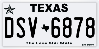 TX license plate DSV6878