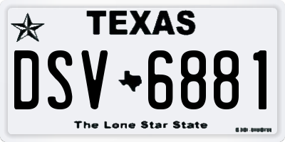TX license plate DSV6881