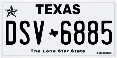 TX license plate DSV6885