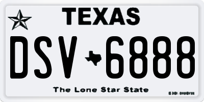 TX license plate DSV6888