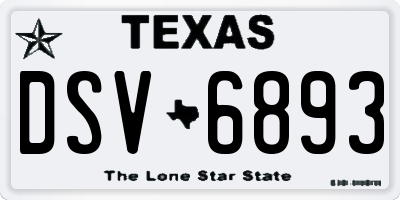 TX license plate DSV6893