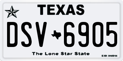 TX license plate DSV6905