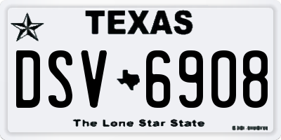 TX license plate DSV6908