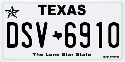 TX license plate DSV6910