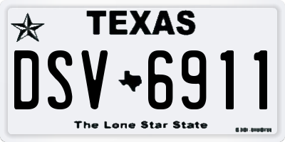 TX license plate DSV6911