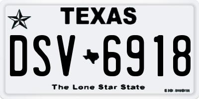 TX license plate DSV6918