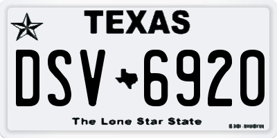 TX license plate DSV6920