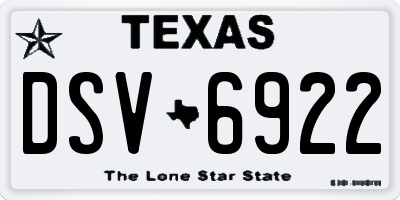 TX license plate DSV6922