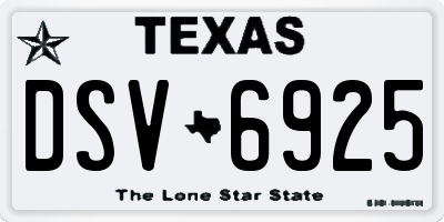 TX license plate DSV6925