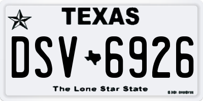 TX license plate DSV6926