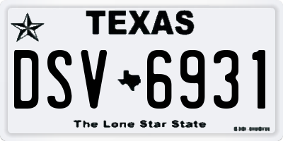 TX license plate DSV6931