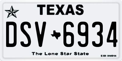 TX license plate DSV6934