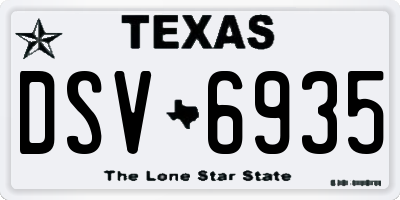 TX license plate DSV6935