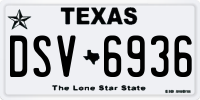 TX license plate DSV6936