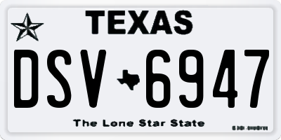 TX license plate DSV6947