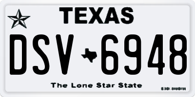 TX license plate DSV6948