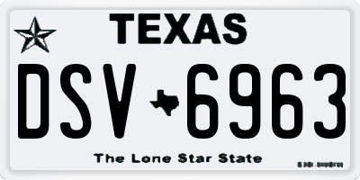 TX license plate DSV6963