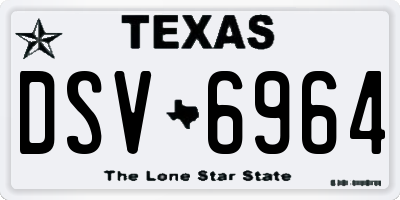 TX license plate DSV6964
