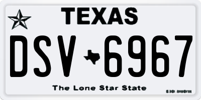 TX license plate DSV6967