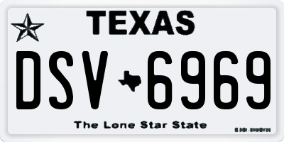 TX license plate DSV6969