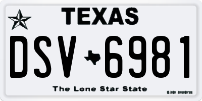 TX license plate DSV6981